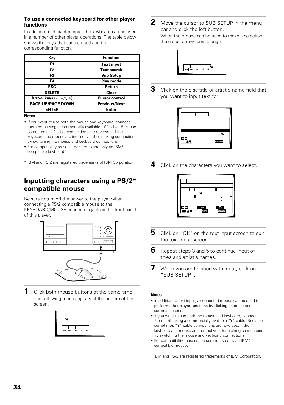 Click both mouse buttons at the same time, Click on the characters you want to select | Pioneer DV-F07 User Manual | Page 34 / 80