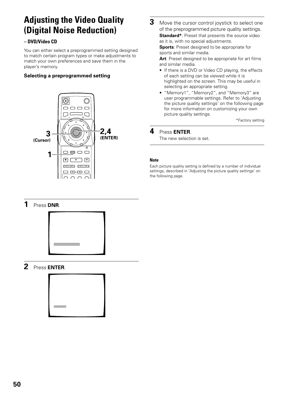 Adjusting the video quality, Digital noise reduction) | Pioneer DV-F07 User Manual | Page 50 / 80