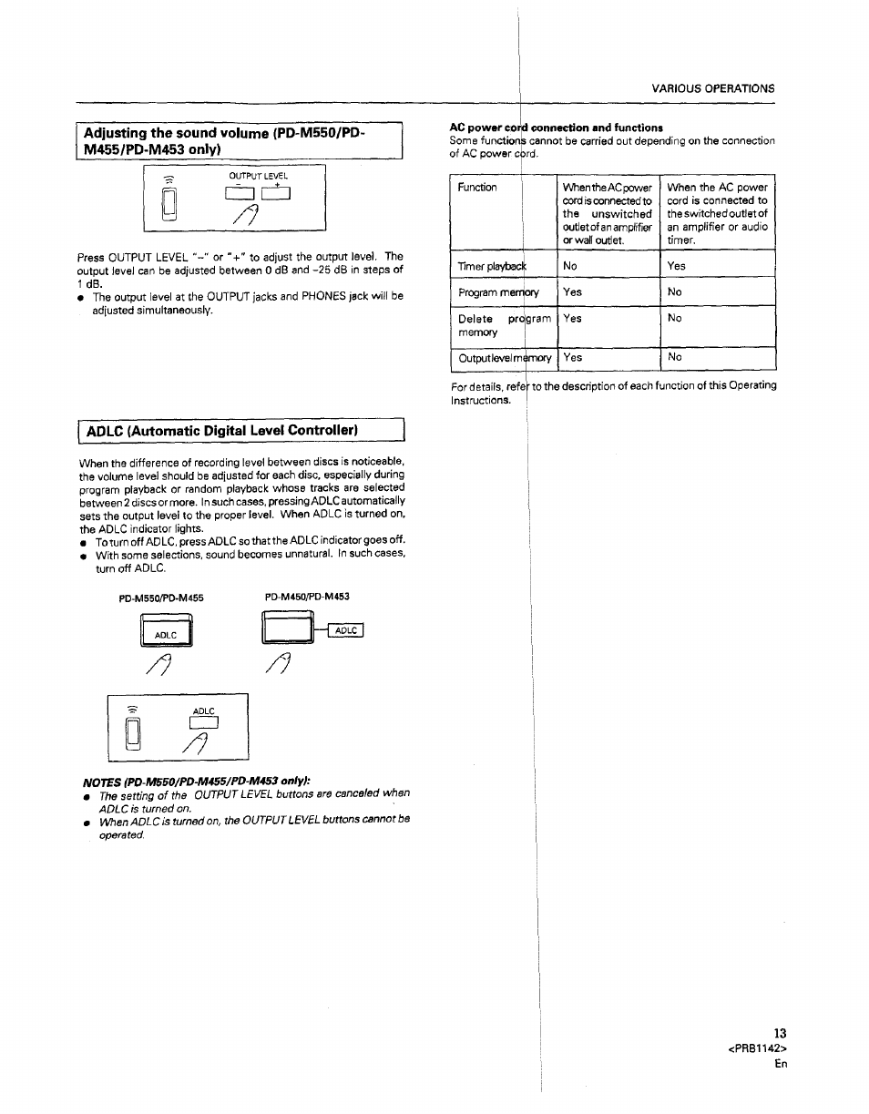 Aolc (automatic digital level controller), Adlc (automatic digital level controller) | Pioneer PD-M550 User Manual | Page 13 / 20
