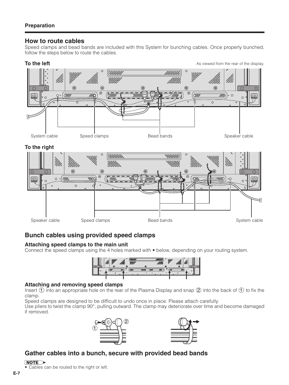 Bunch cables using provided speed clamps, How to route cables | Pioneer PDP-5030HD User Manual | Page 10 / 71