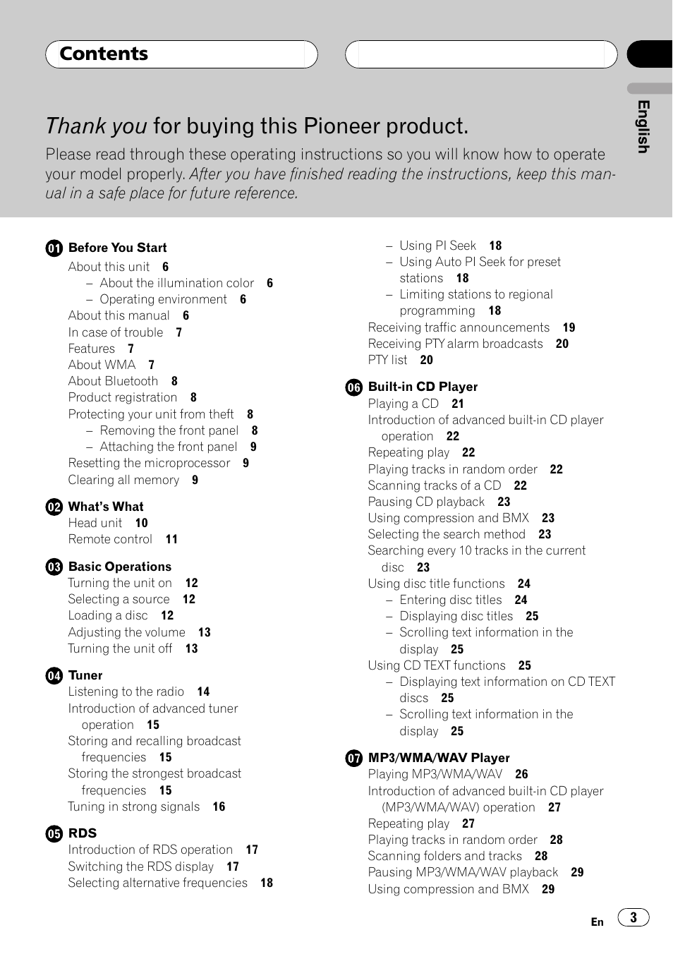 Pioneer DEH-P55BT User Manual | Page 3 / 162