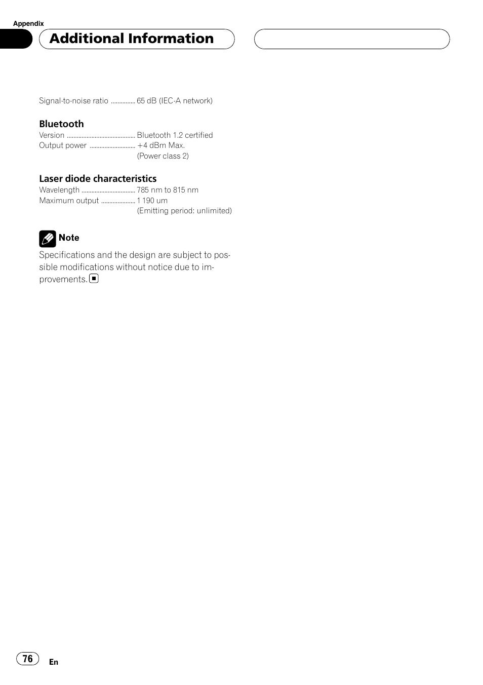 Additional information | Pioneer DEH-P55BT User Manual | Page 76 / 162