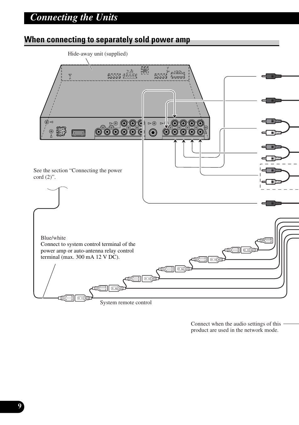 When connecting to separately sold power, Connecting the units, When connecting to separately sold power amp | Pioneer Super Tuner III D+ AVH-P7950DVD User Manual | Page 10 / 38