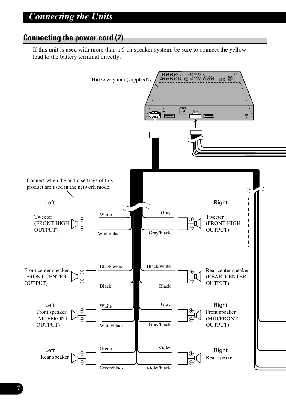 Connecting the power cord (2), Connecting the units | Pioneer Super Tuner III D+ AVH-P7950DVD User Manual | Page 8 / 38
