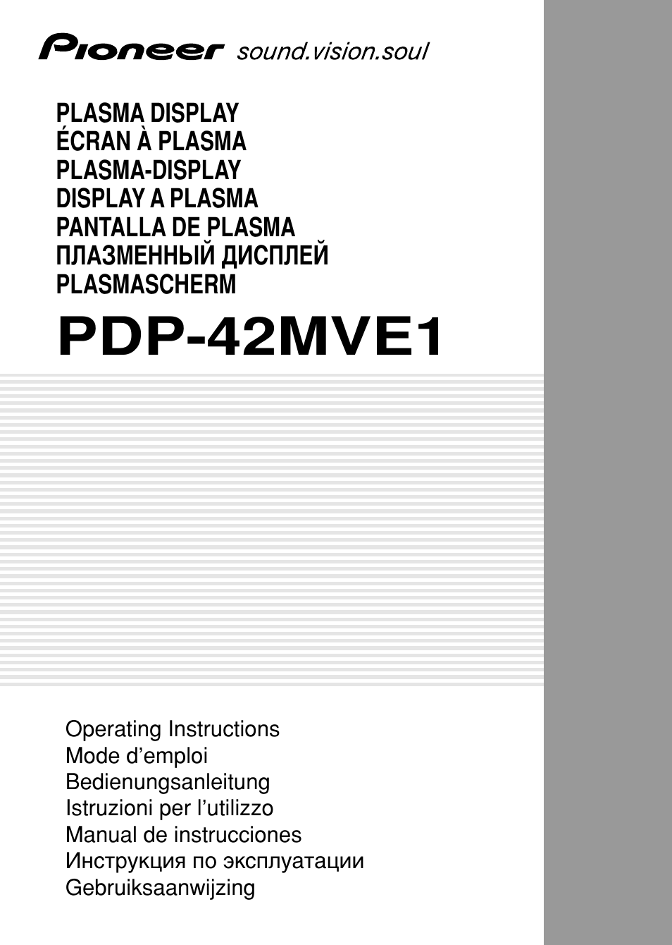 Pioneer PDP-42MVE1 User Manual | 259 pages