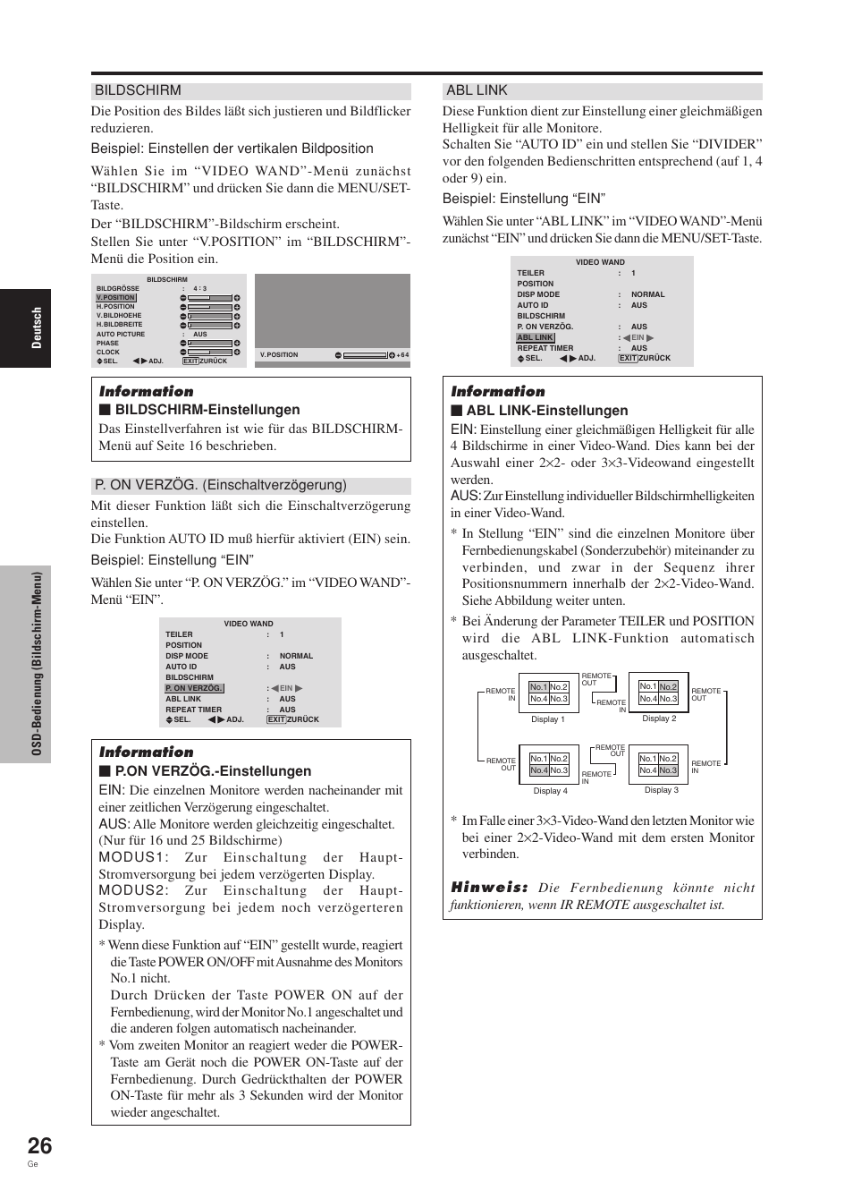 Deutsch osd-bedienung (bildschirm-menu) | Pioneer PDP-42MVE1 User Manual | Page 104 / 259