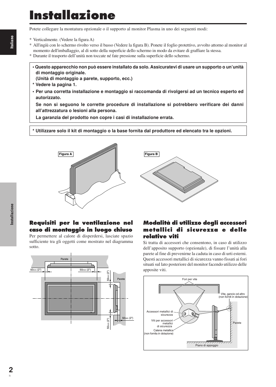 Installazione | Pioneer PDP-42MVE1 User Manual | Page 117 / 259