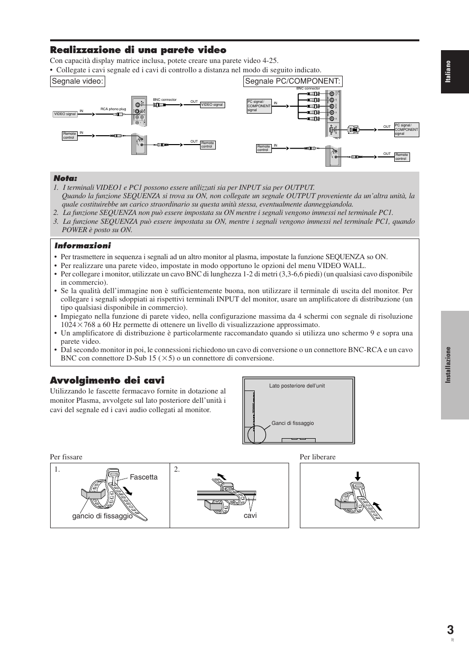 Realizzazione di una parete video, Avvolgimento dei cavi | Pioneer PDP-42MVE1 User Manual | Page 118 / 259