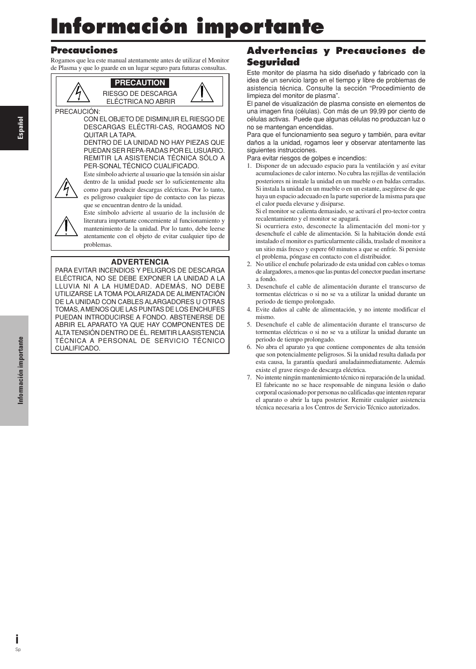 Información importante | Pioneer PDP-42MVE1 User Manual | Page 150 / 259