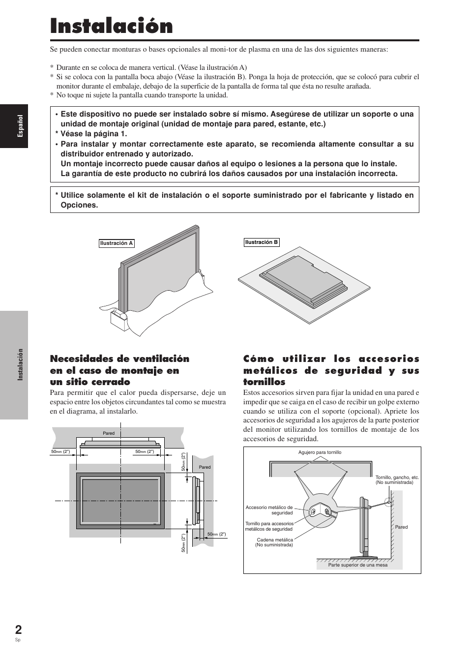 Instalación | Pioneer PDP-42MVE1 User Manual | Page 154 / 259