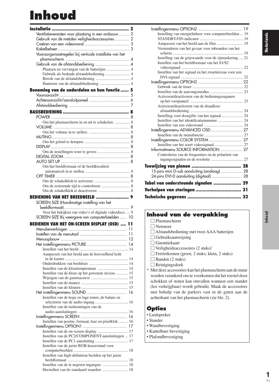 Inhoud | Pioneer PDP-42MVE1 User Manual | Page 227 / 259