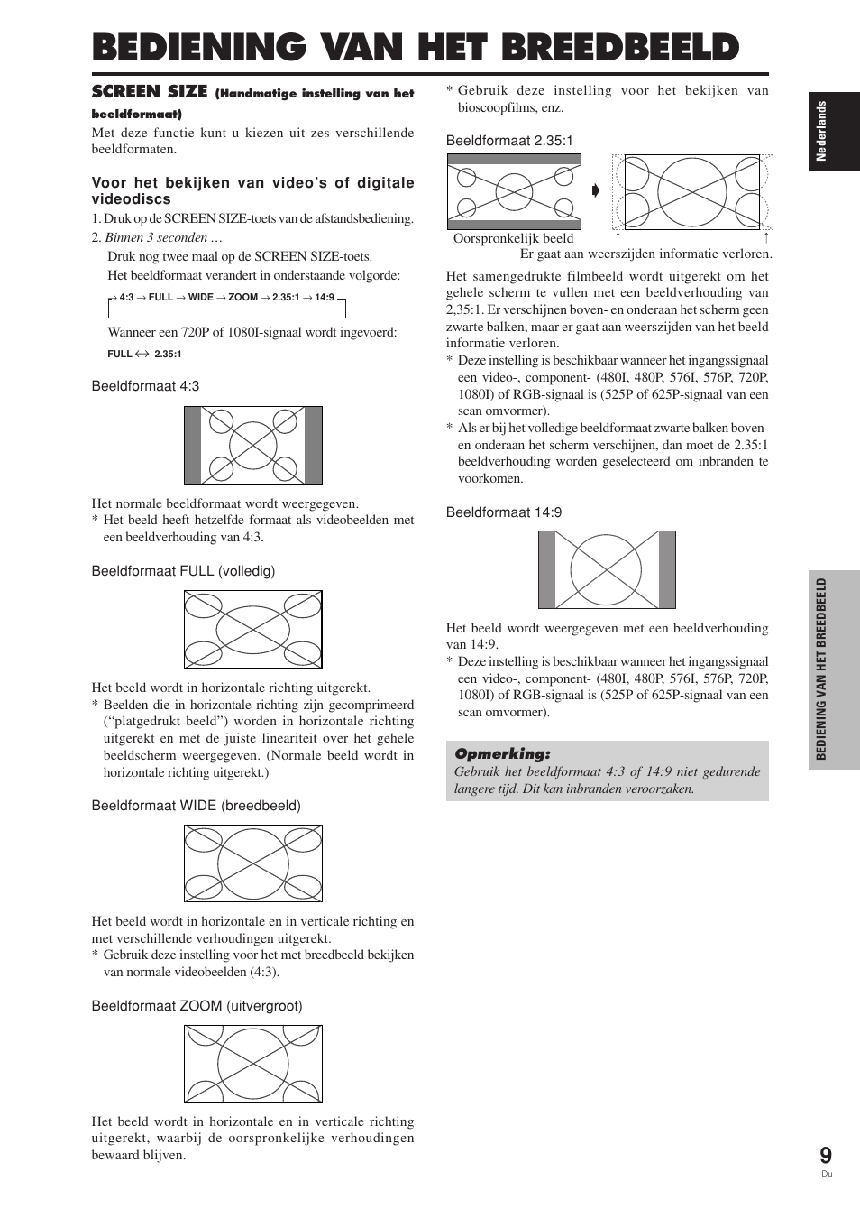 Bediening van het breedbeeld | Pioneer PDP-42MVE1 User Manual | Page 235 / 259