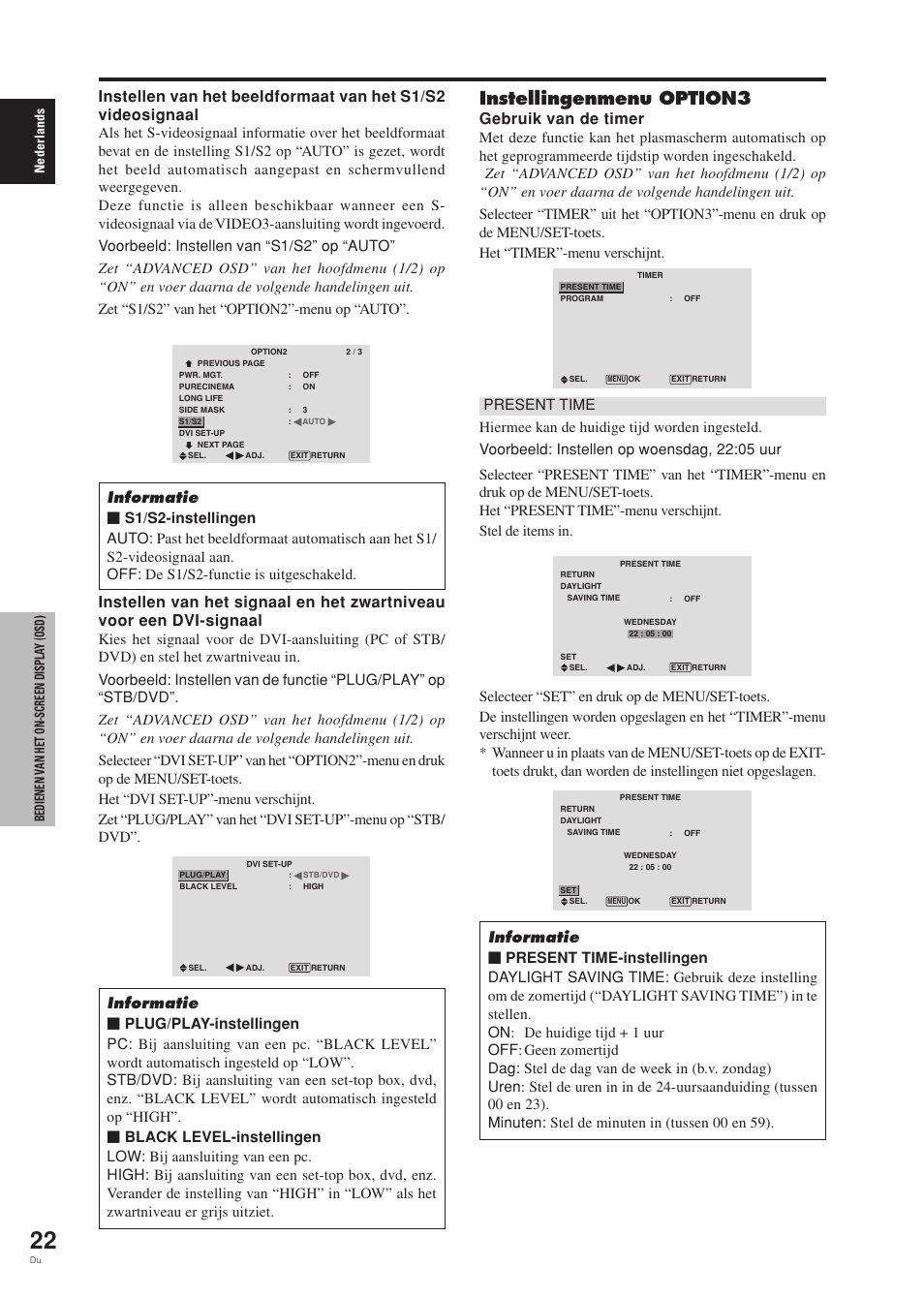 Instellingenmenu option3, Gebruik van de timer | Pioneer PDP-42MVE1 User Manual | Page 248 / 259