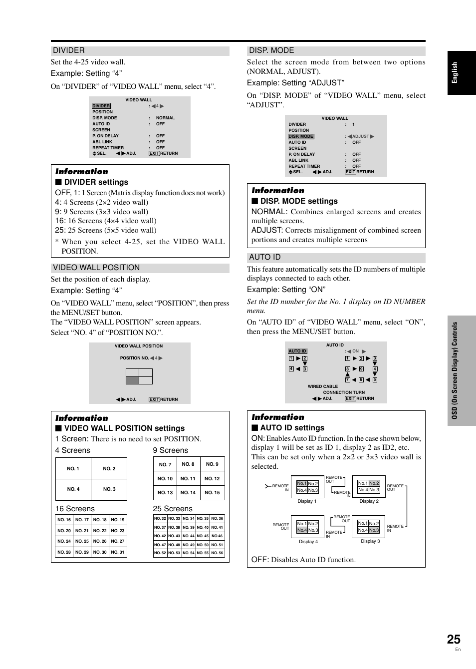 English osd (on screen display) controls | Pioneer PDP-42MVE1 User Manual | Page 30 / 259