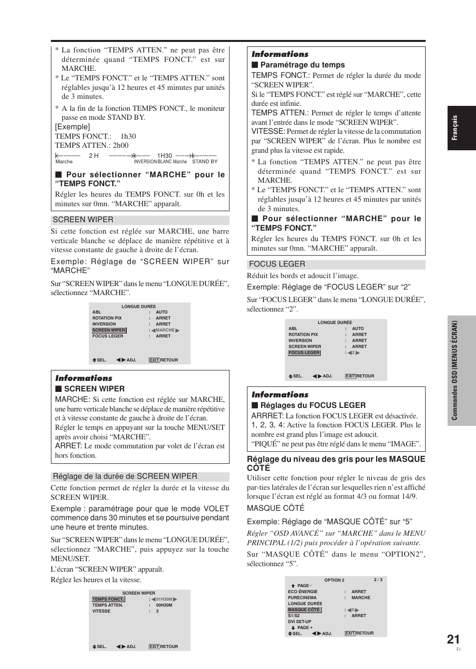 Réglage du niveau des gris pour les masque côté | Pioneer PDP-42MVE1 User Manual | Page 62 / 259