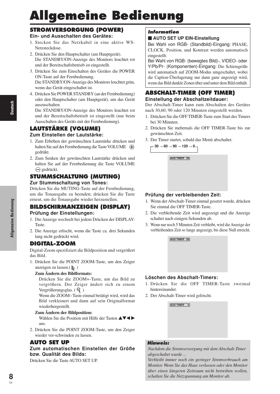 Allgemeine bedienung | Pioneer PDP-42MVE1 User Manual | Page 86 / 259