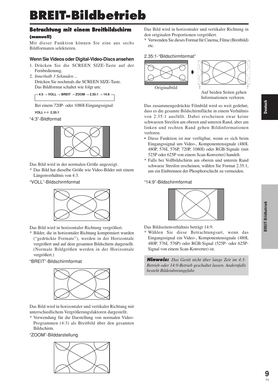 Breit-bildbetrieb | Pioneer PDP-42MVE1 User Manual | Page 87 / 259