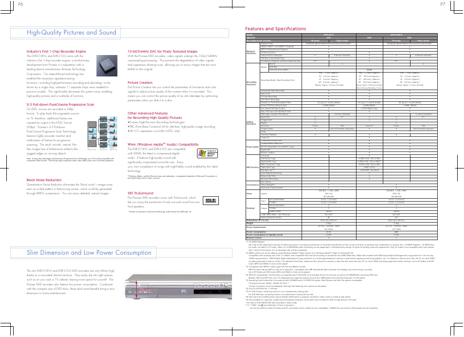 Features and specifications, P7 p6 | Pioneer DVR-310-S User Manual | Page 6 / 8