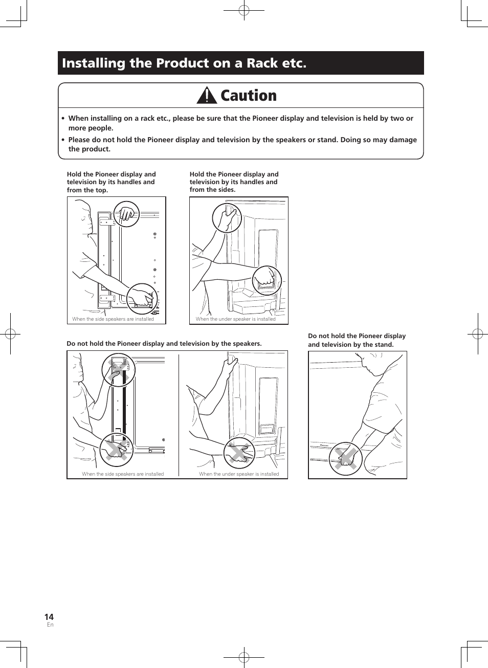 Installing the product on a rack etc | Pioneer KURO PDK-TS33 User Manual | Page 14 / 73