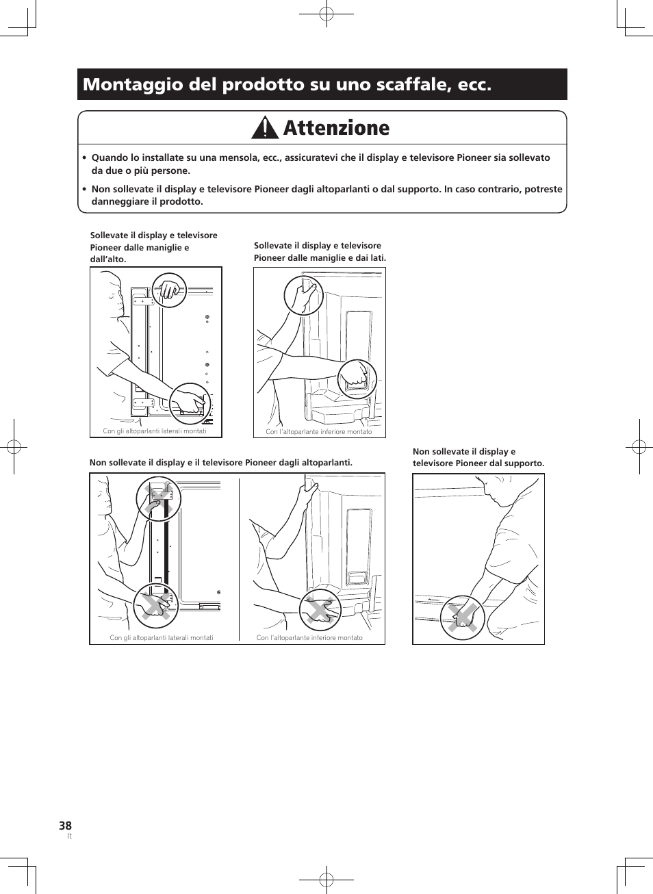 Montaggio del prodotto su uno scaffale, ecc | Pioneer KURO PDK-TS33 User Manual | Page 38 / 73