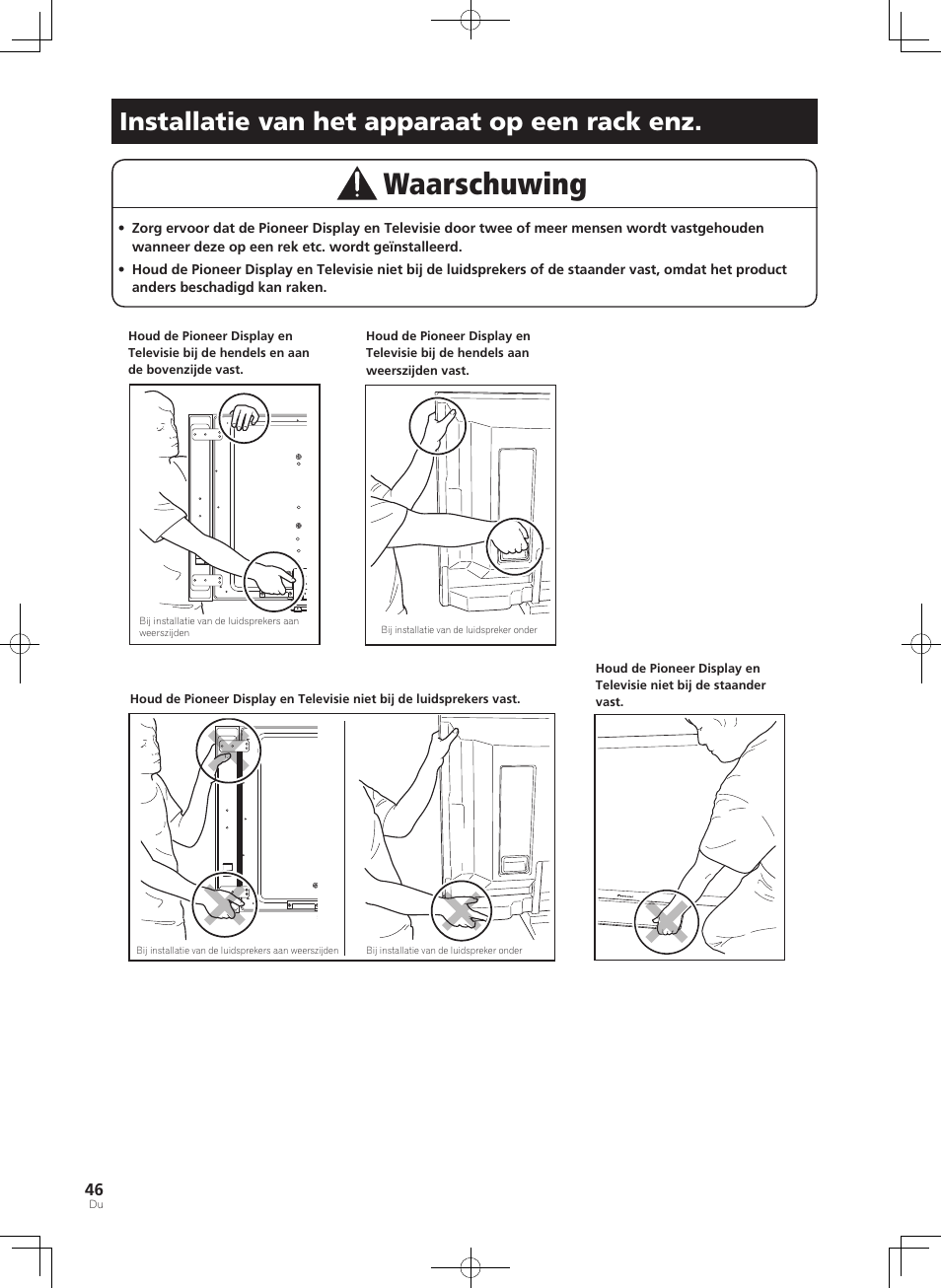 Installatie van het apparaat op een rack enz | Pioneer KURO PDK-TS33 User Manual | Page 46 / 73