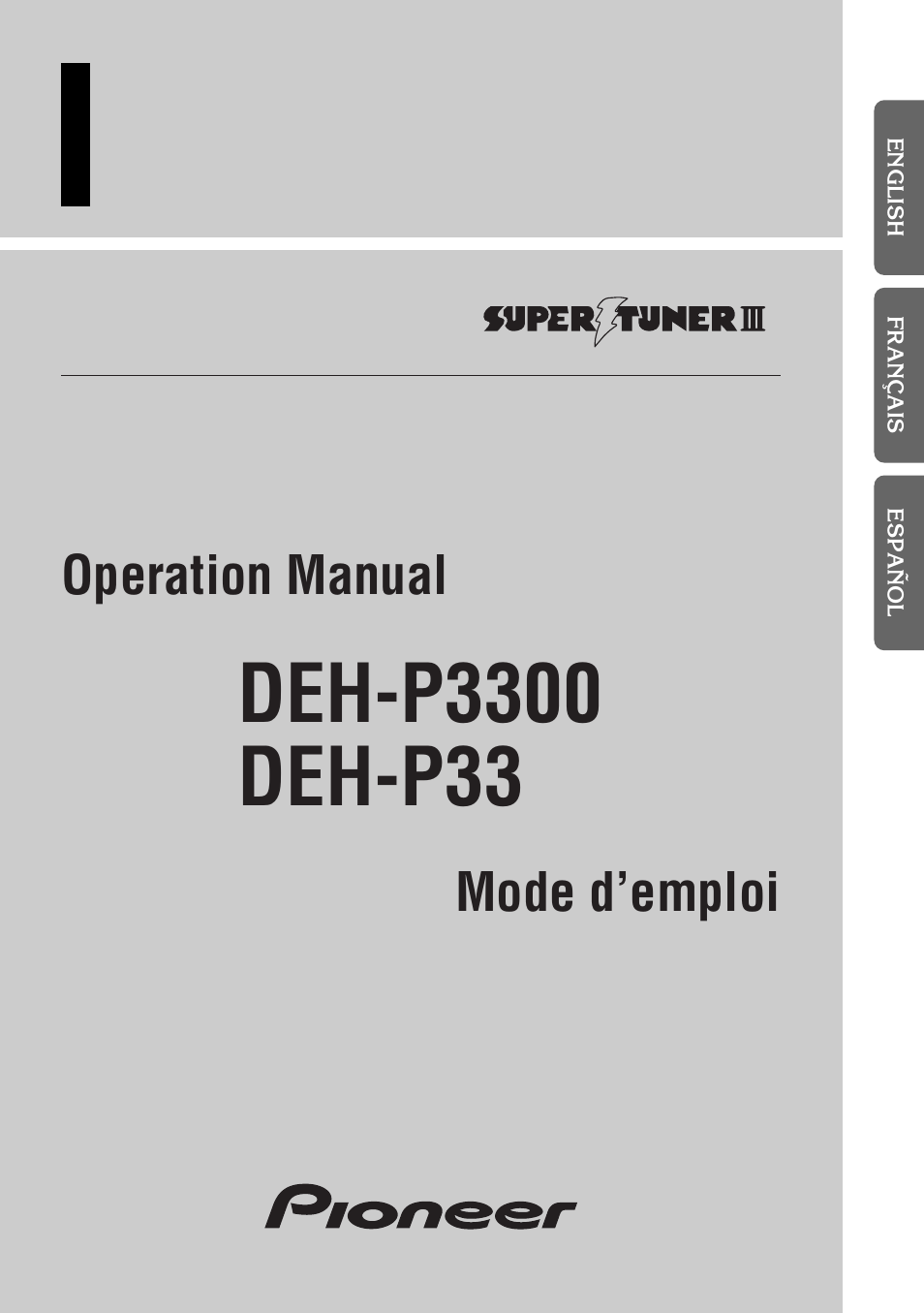 Pioneer DEH-P33 User Manual | 136 pages