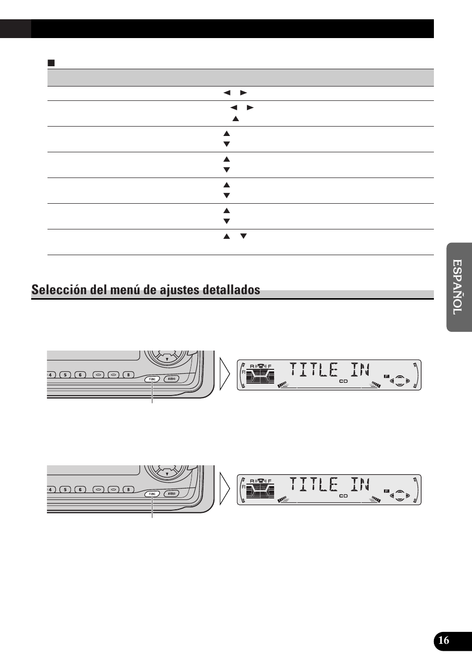 Selección del menú de ajustes detallados | Pioneer DEH-P33 User Manual | Page 105 / 136