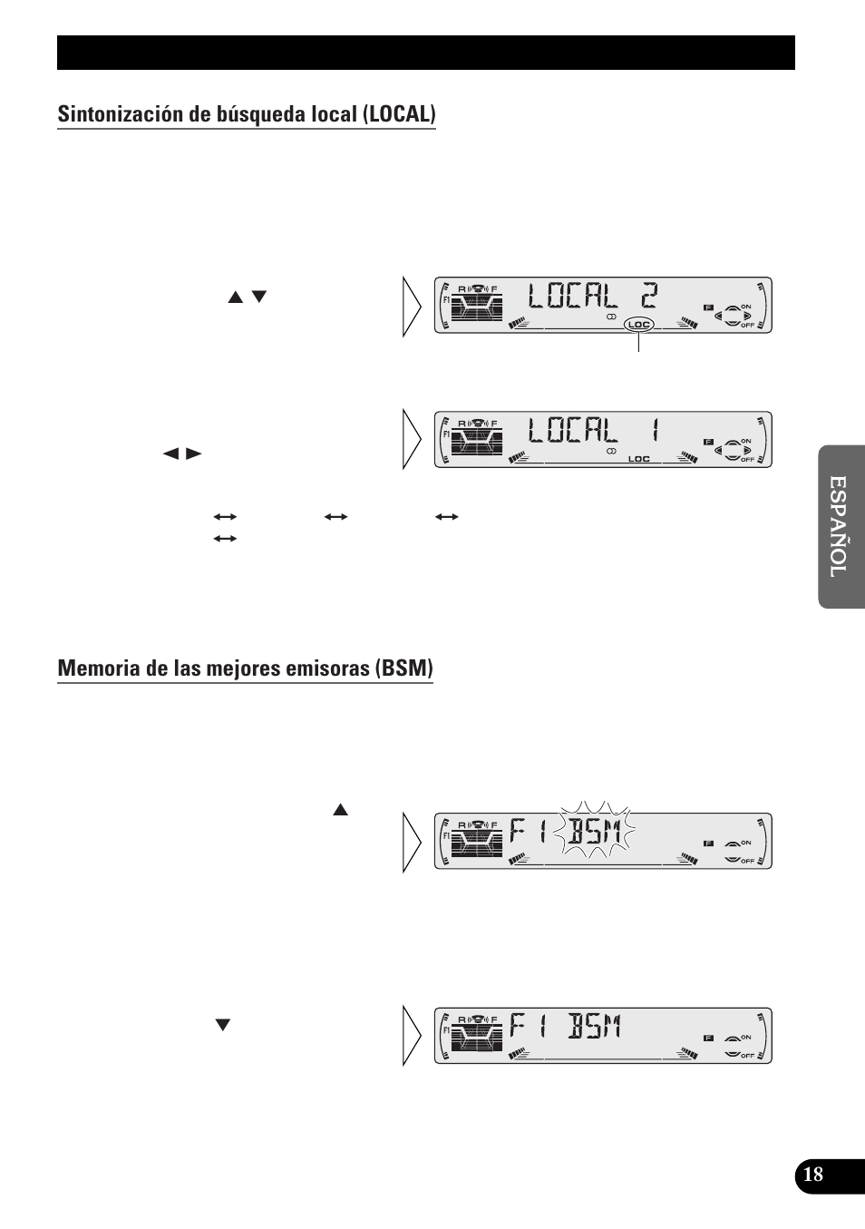 Operación del sintonizador, Sintonización de búsqueda local (local) | Pioneer DEH-P33 User Manual | Page 107 / 136