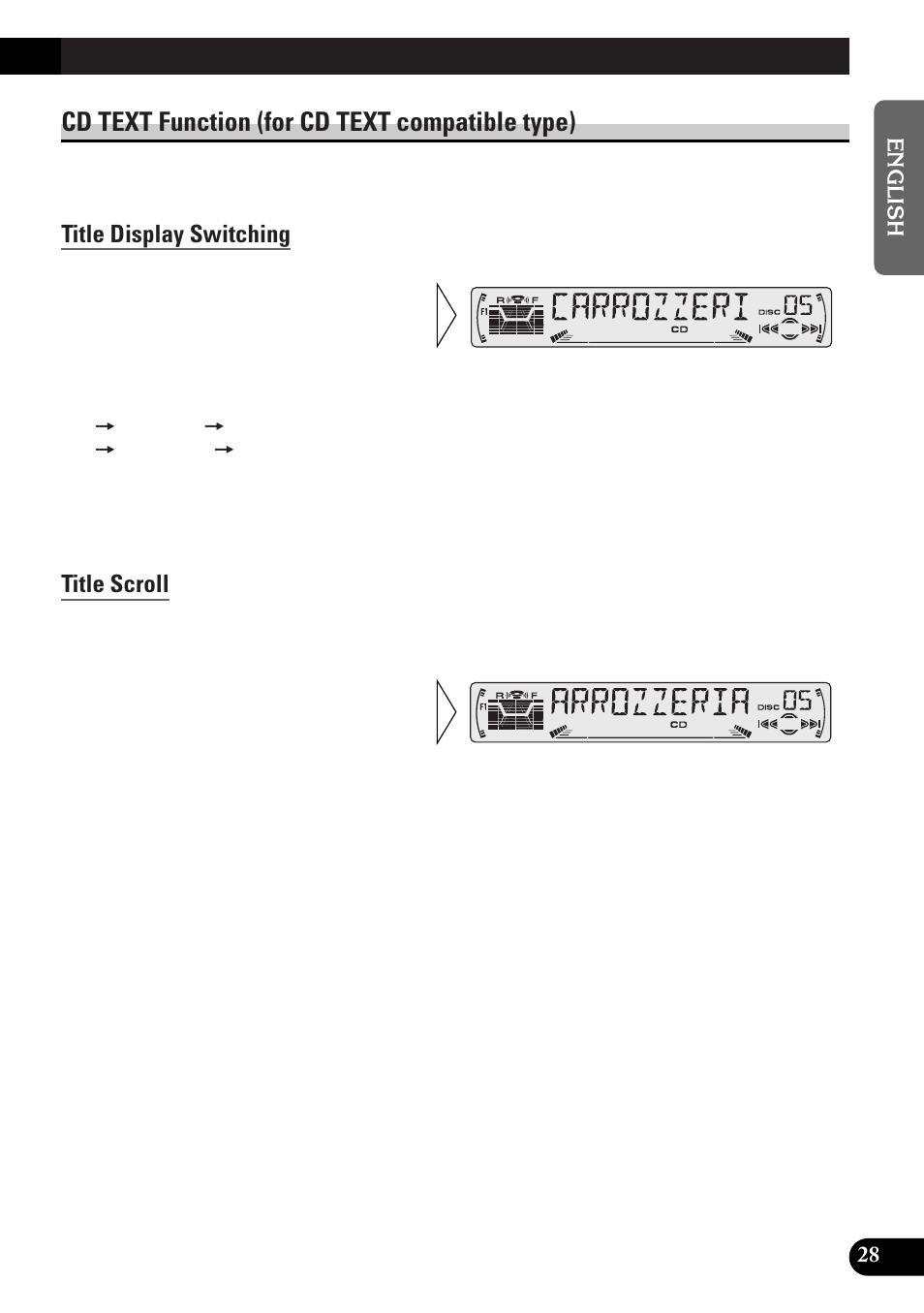 Cd text function (for cd text compatible type) | Pioneer DEH-P33 User Manual | Page 29 / 136