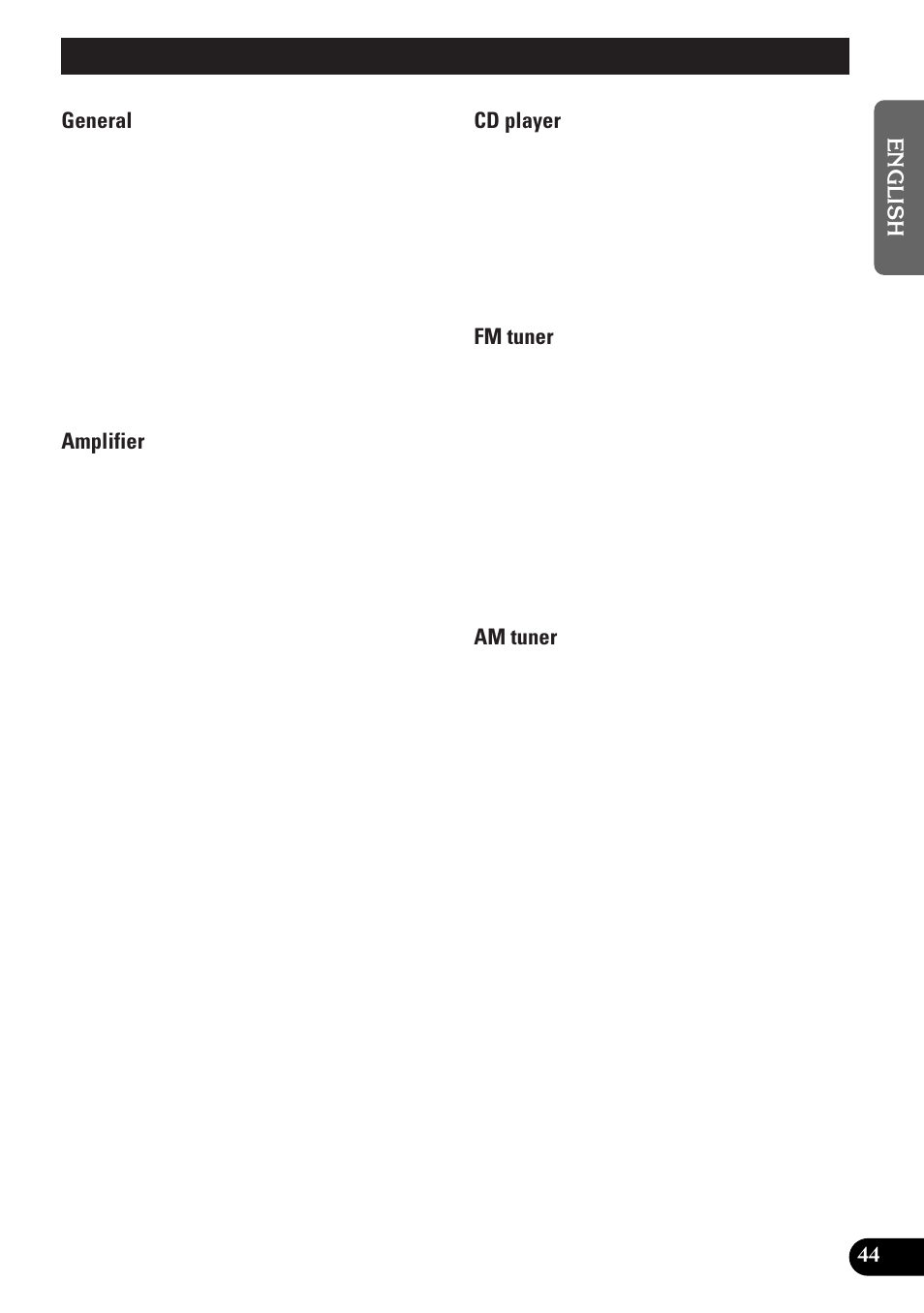 A title (english), Specifications | Pioneer DEH-P33 User Manual | Page 45 / 136