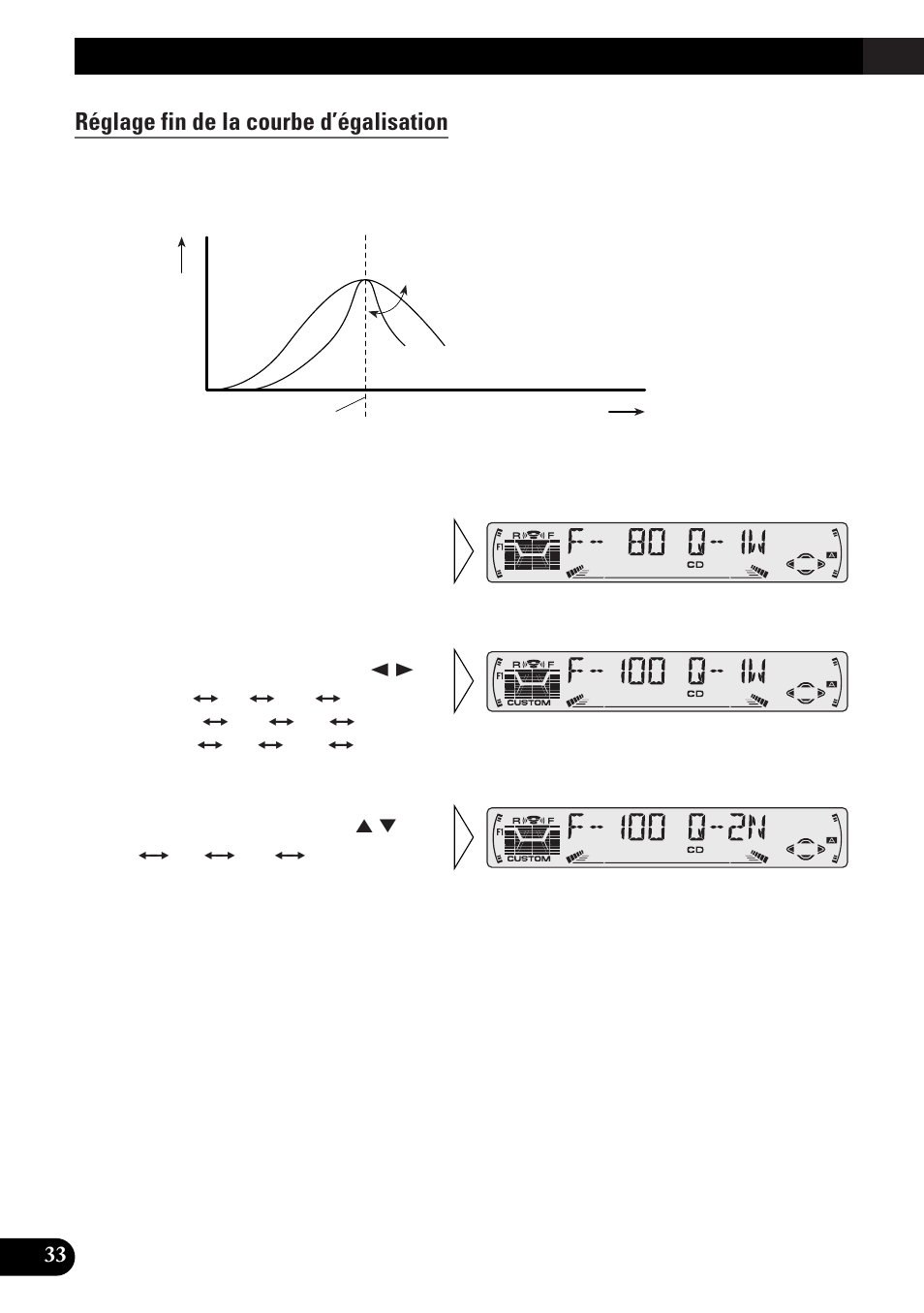 Réglages du son, Réglage fin de la courbe d’égalisation | Pioneer DEH-P33 User Manual | Page 78 / 136