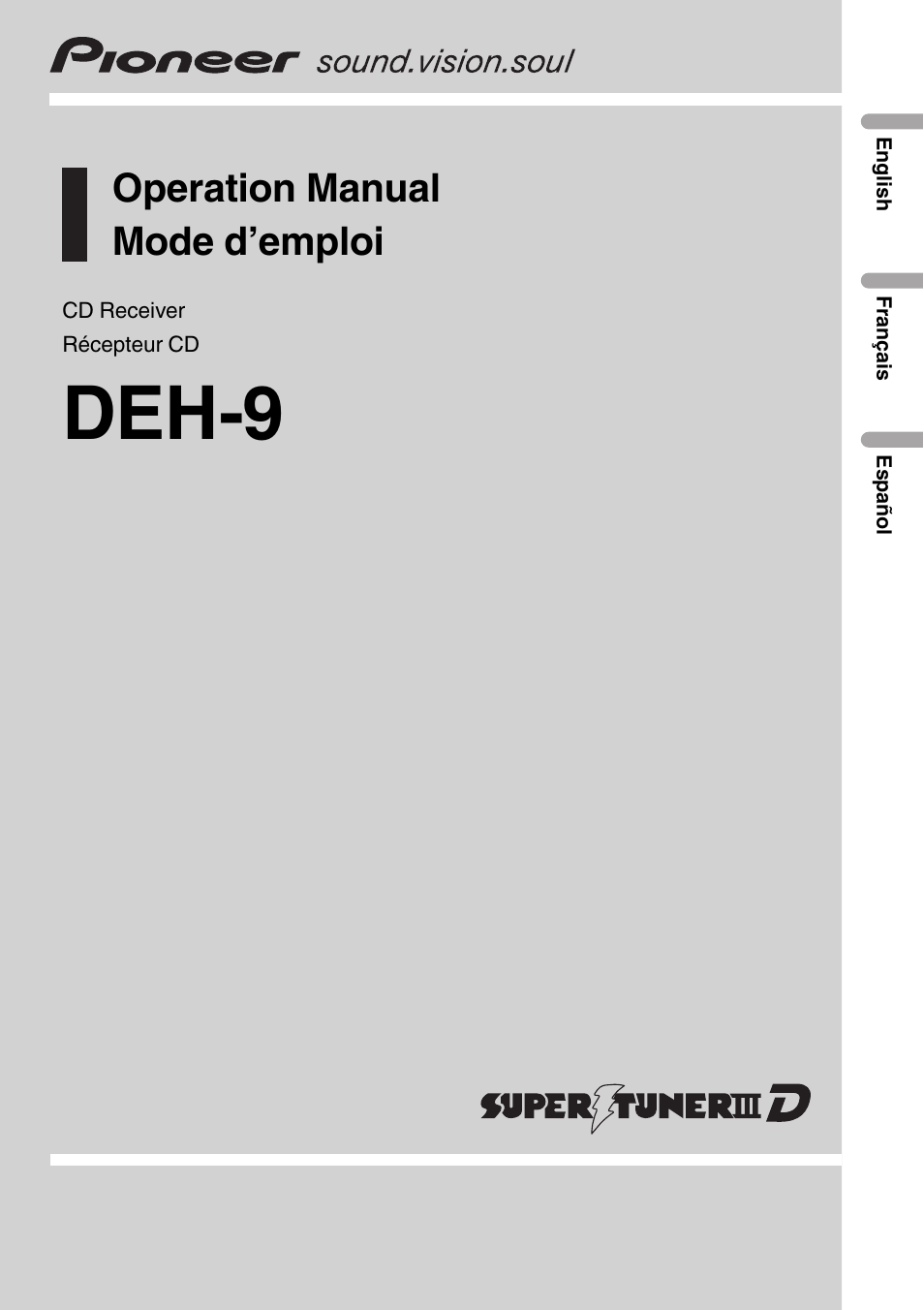 Pioneer DEH-9 User Manual | 39 pages