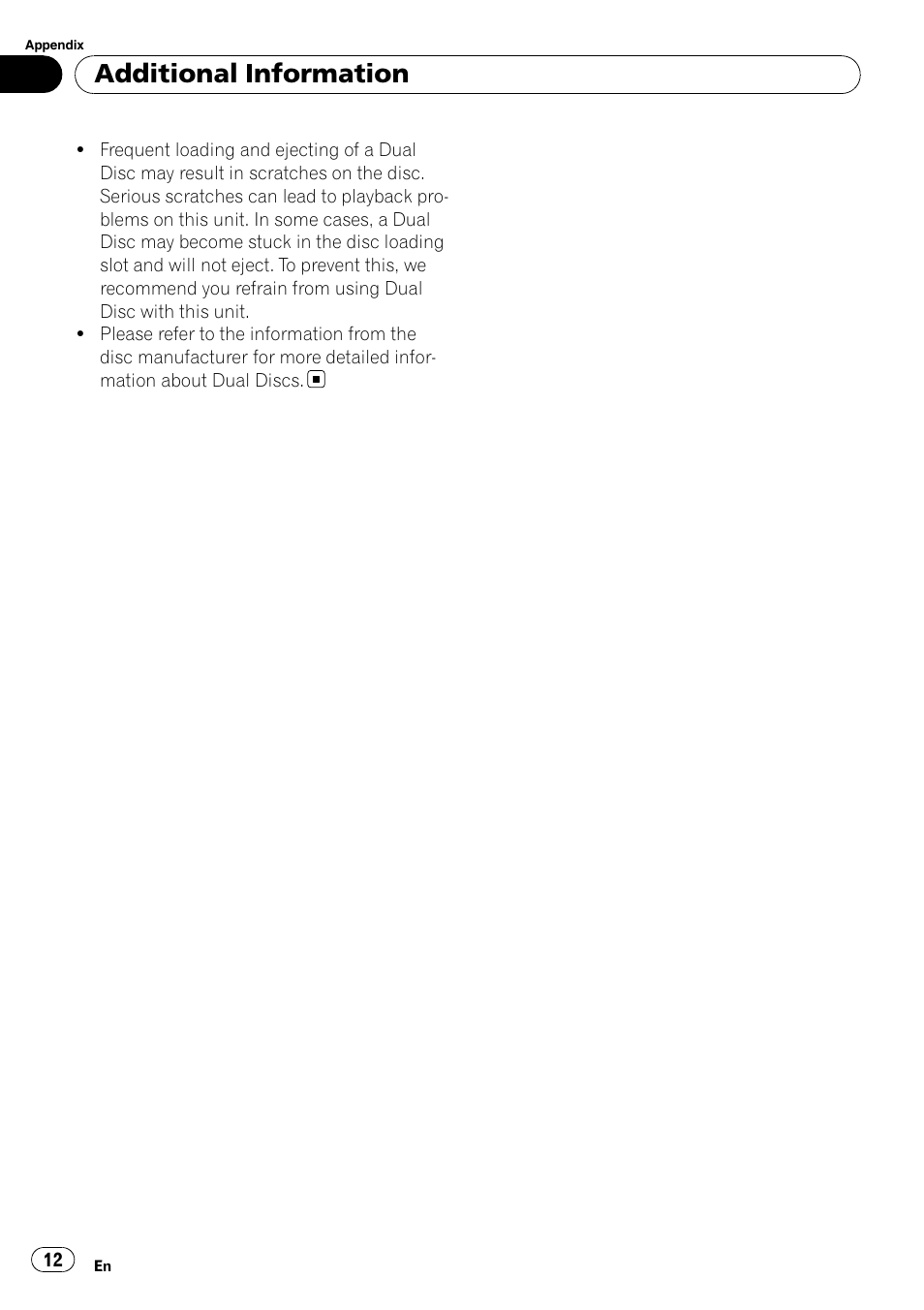 Additional information | Pioneer DEH-9 User Manual | Page 12 / 39