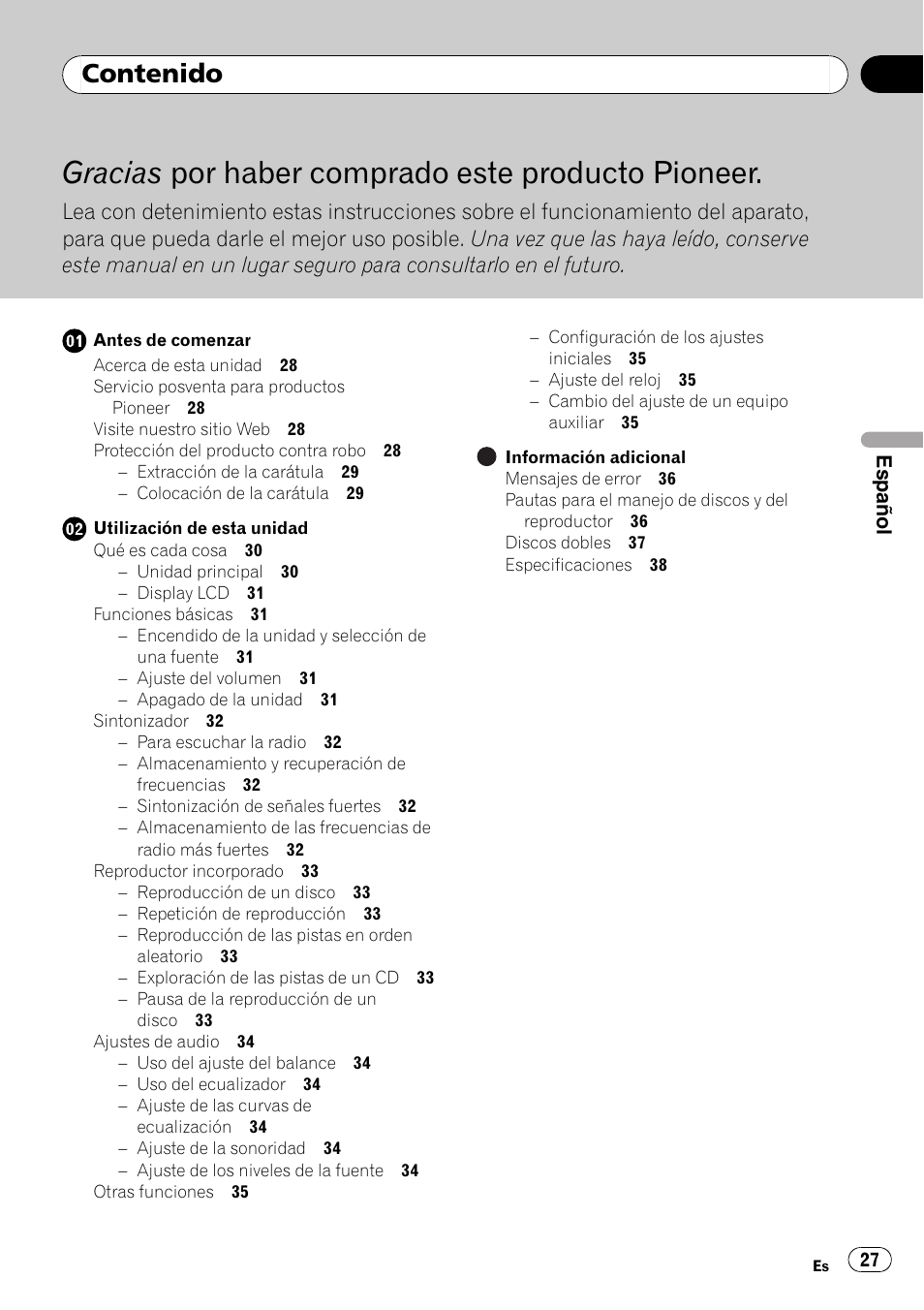 Pioneer DEH-9 User Manual | Page 27 / 39