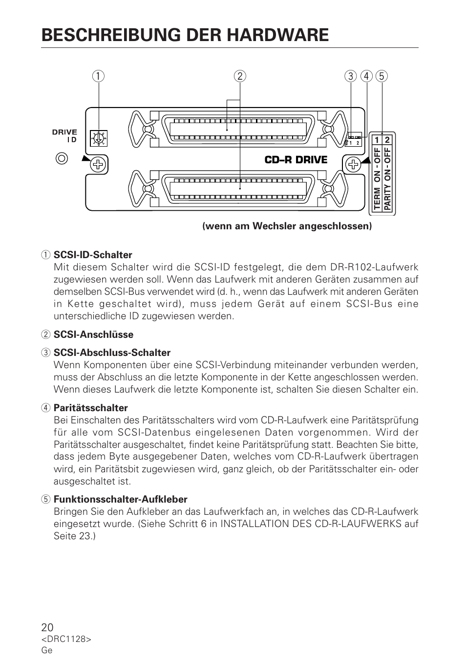 Beschreibung der hardware | Pioneer DR-R102 User Manual | Page 20 / 32