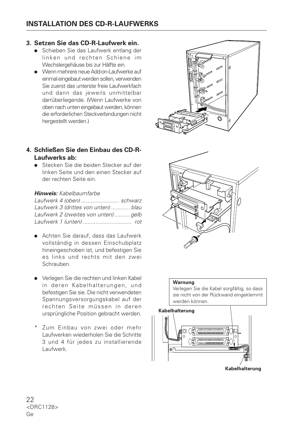 Installation des cd-r-laufwerks | Pioneer DR-R102 User Manual | Page 22 / 32