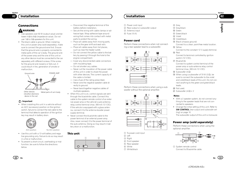 Connections, 02 installation | Pioneer DEH-23UB User Manual | Page 7 / 36