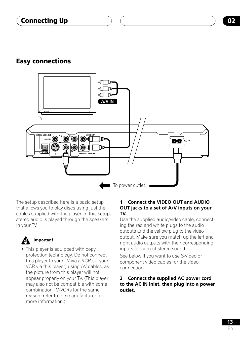 Easy connections, Connecting up 02 | Pioneer DV-353 User Manual | Page 13 / 56