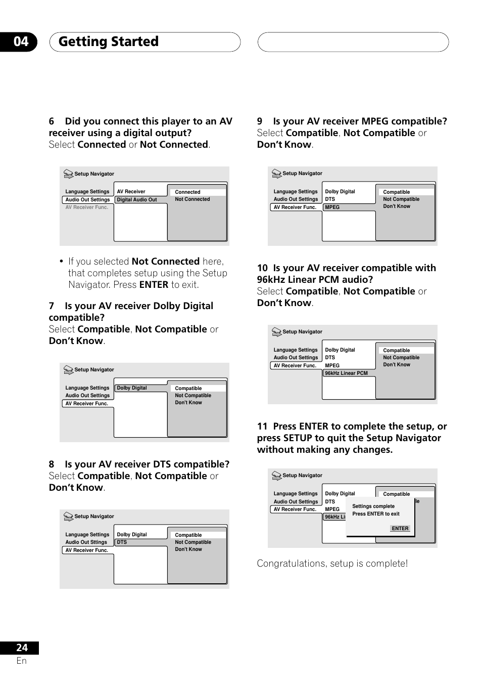 Getting started 04 | Pioneer DV-353 User Manual | Page 24 / 56