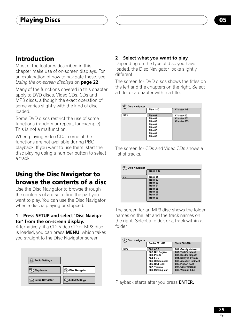 Playing discs 05, Introduction | Pioneer DV-353 User Manual | Page 29 / 56