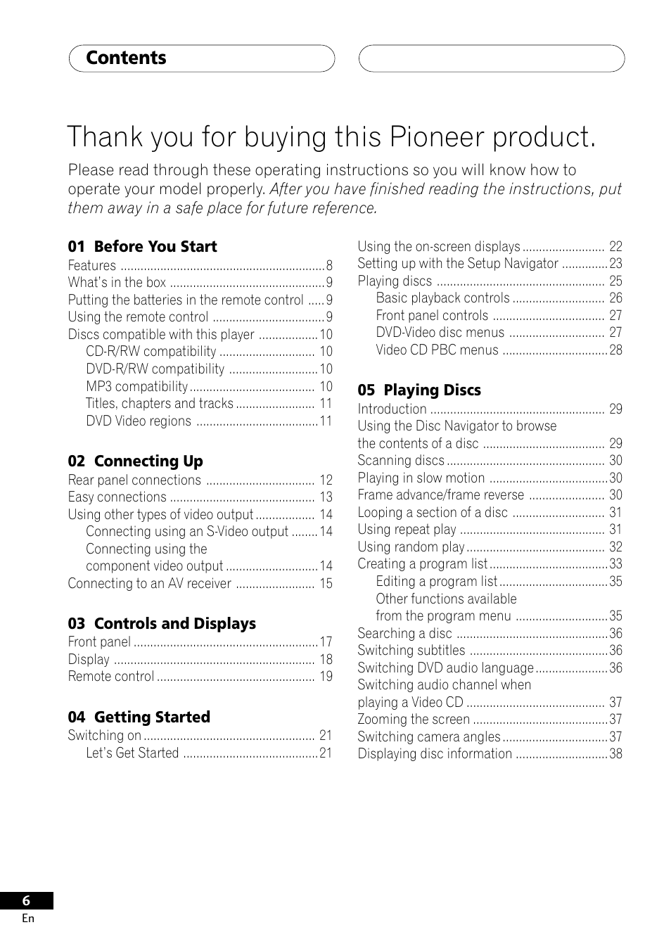 Pioneer DV-353 User Manual | Page 6 / 56