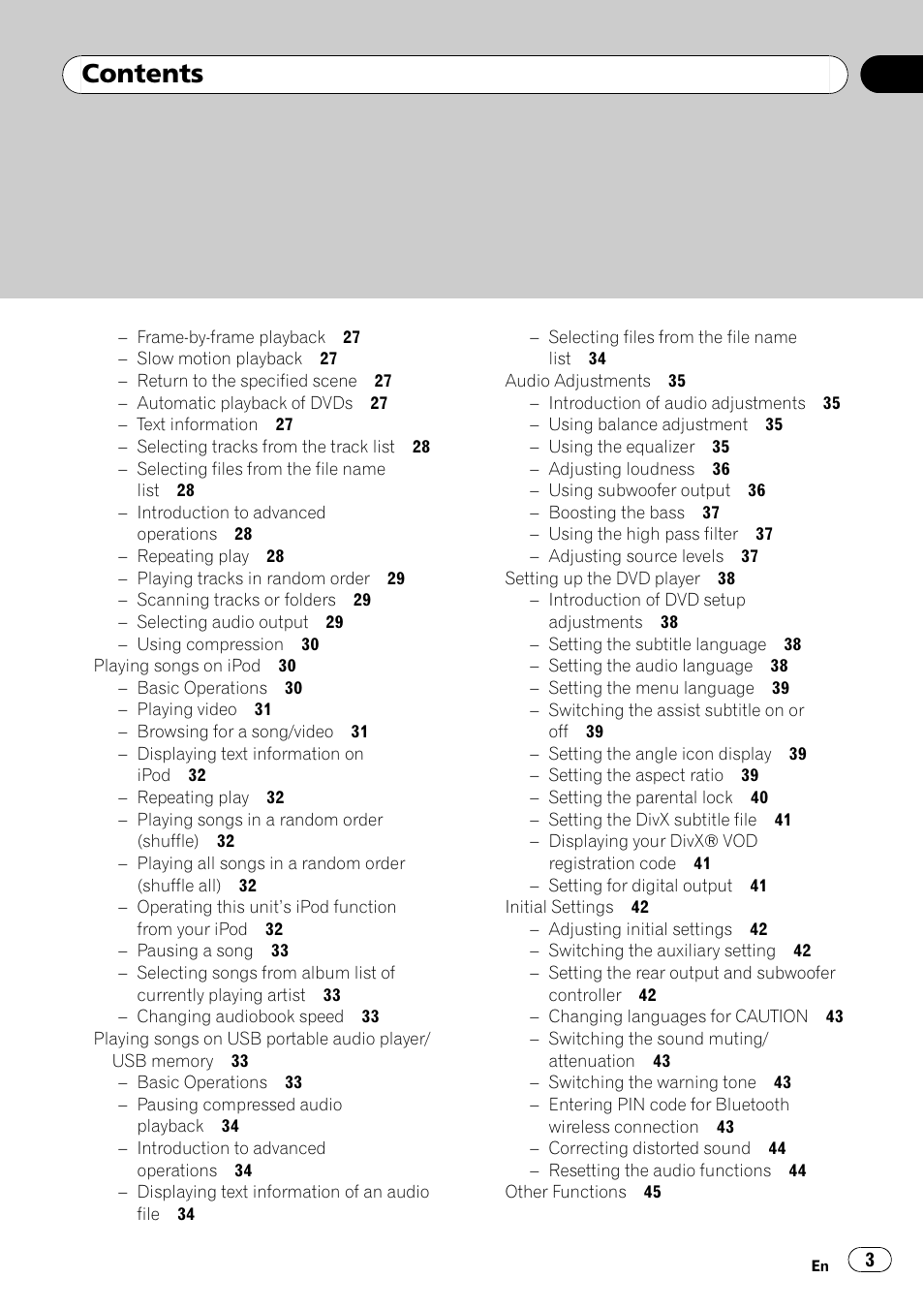 Pioneer SUPERTUNER 3 AVH-P5100DVD User Manual | Page 3 / 104