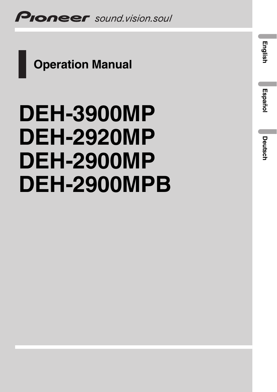 Pioneer DEH-3900MP DE User Manual | 60 pages