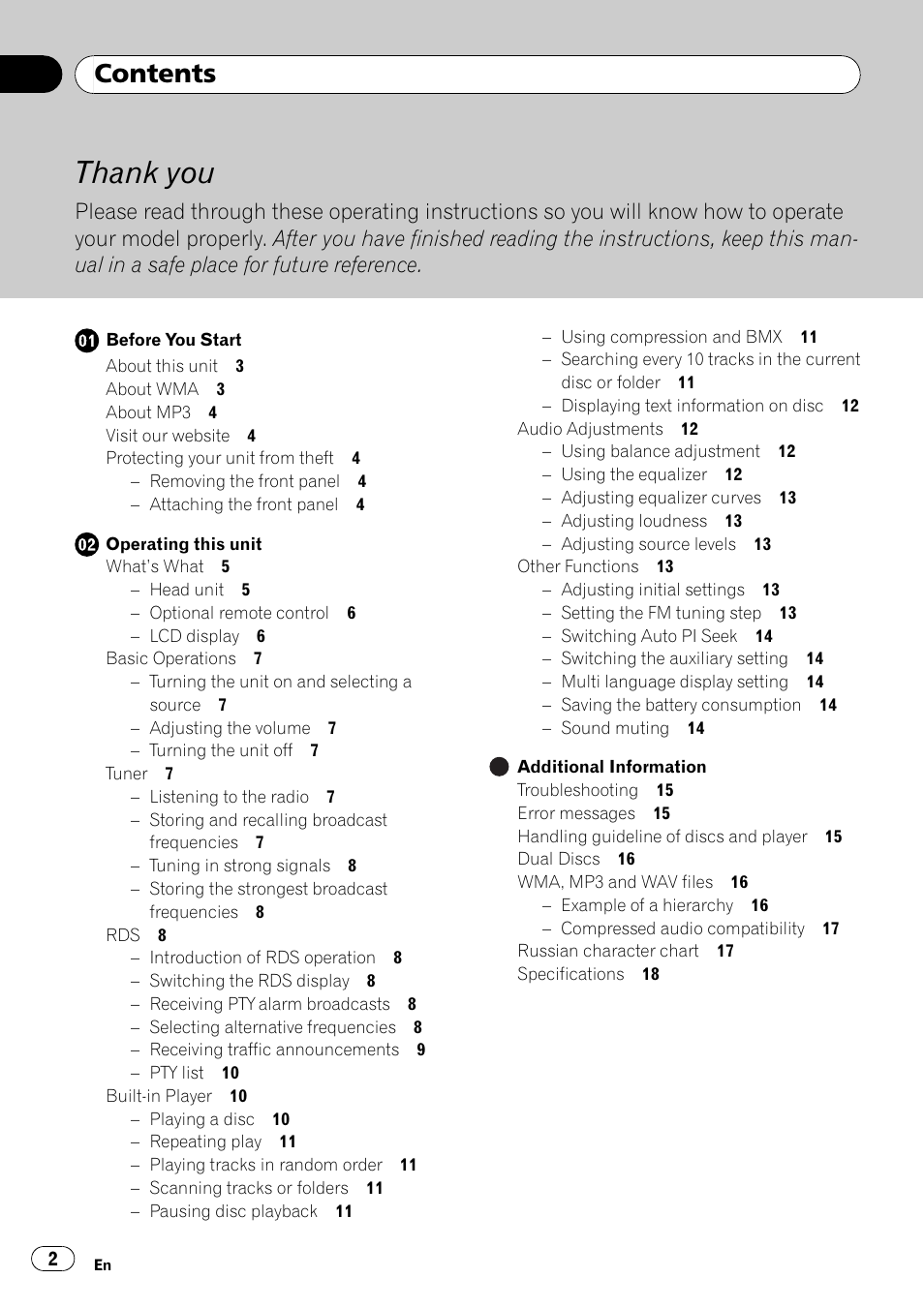 Pioneer DEH-3900MP DE User Manual | Page 2 / 60