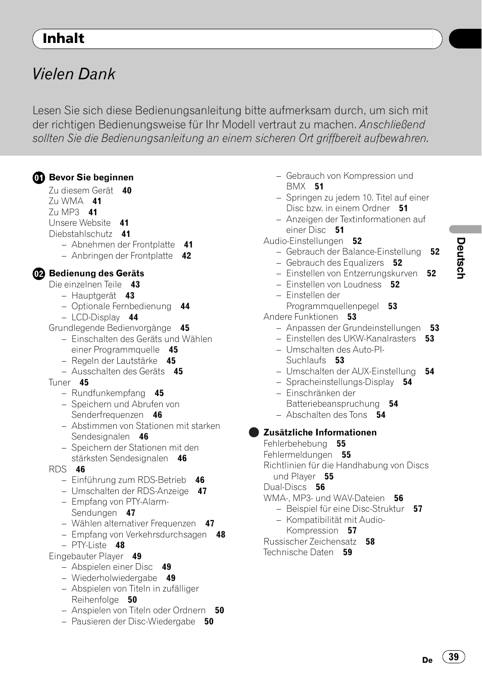 Pioneer DEH-3900MP DE User Manual | Page 39 / 60
