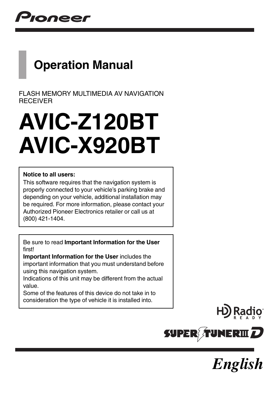 Pioneer AVIC-Z120BT User Manual | 228 pages