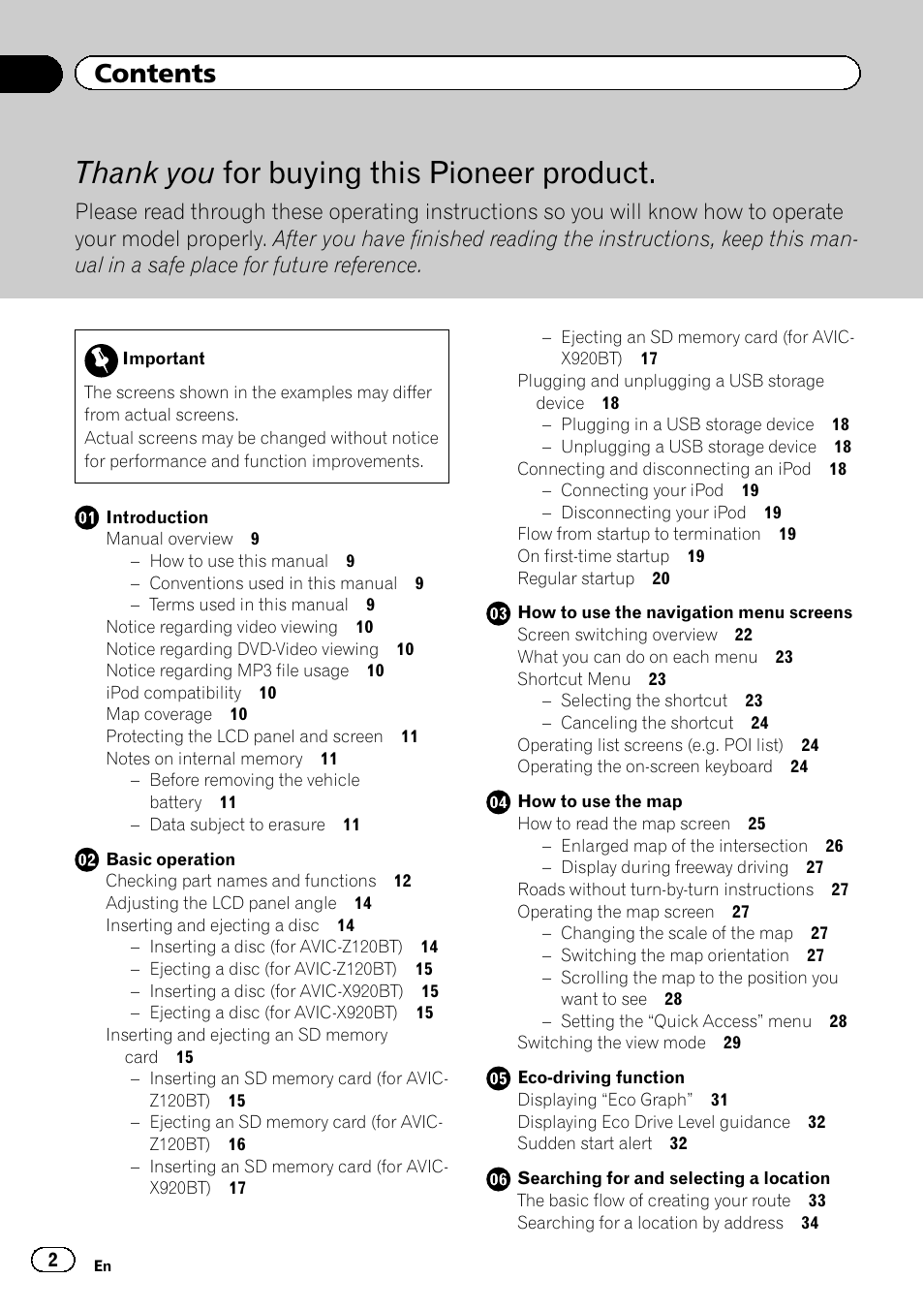 Pioneer AVIC-Z120BT User Manual | Page 2 / 228