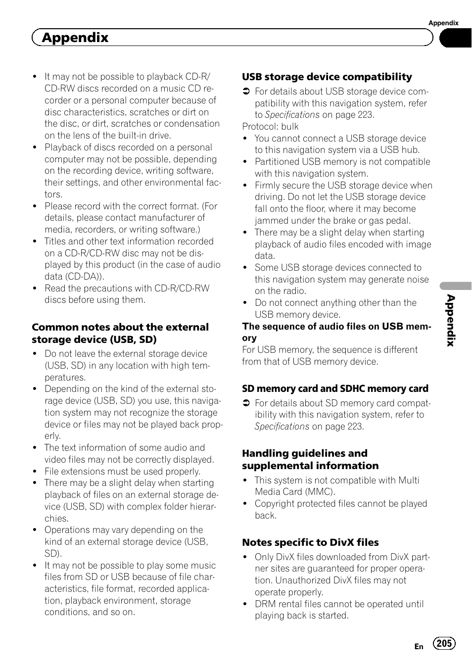 Appendix | Pioneer AVIC-Z120BT User Manual | Page 205 / 228