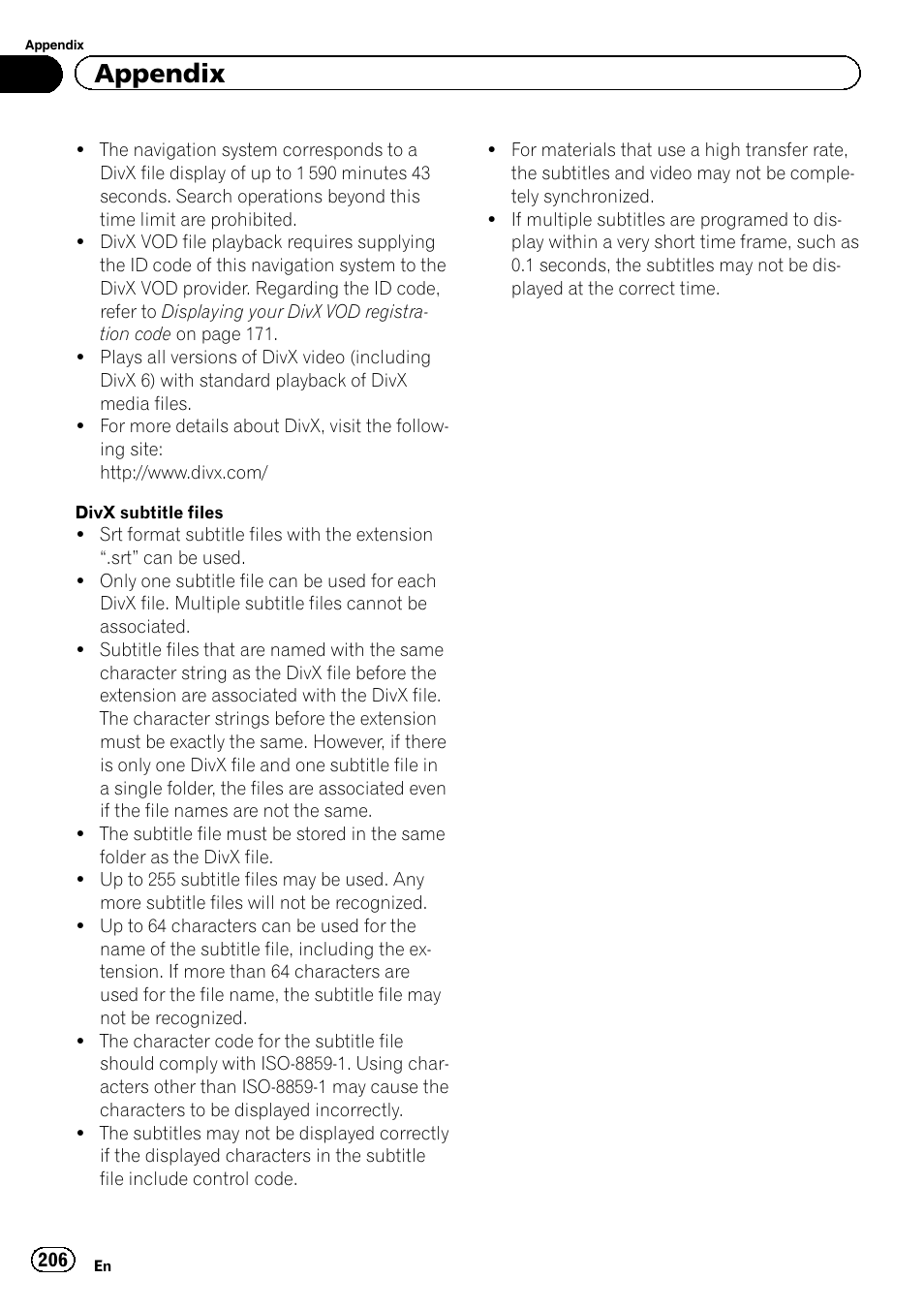 Appendix | Pioneer AVIC-Z120BT User Manual | Page 206 / 228