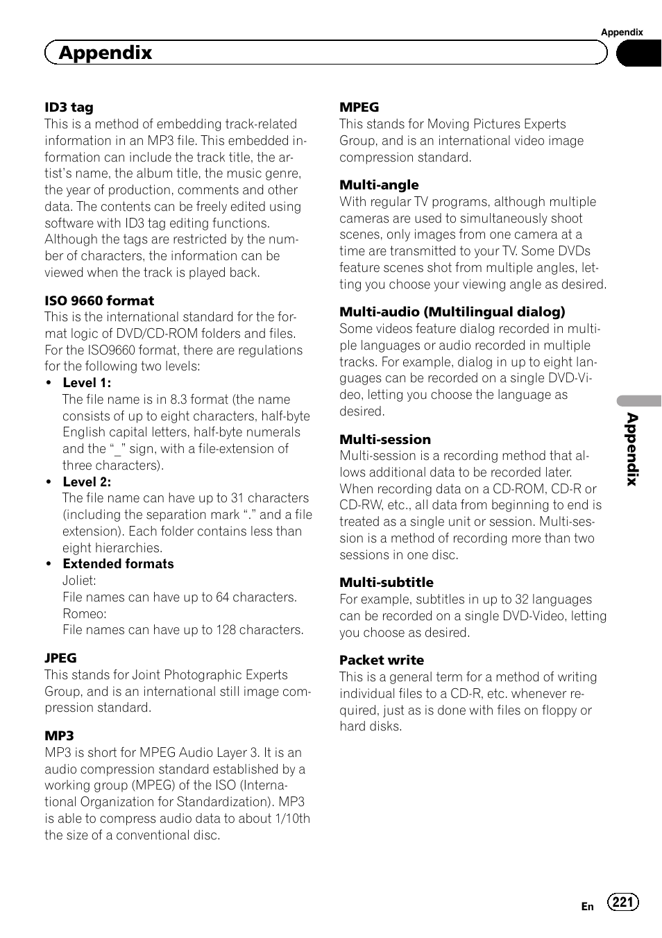 Appendix | Pioneer AVIC-Z120BT User Manual | Page 221 / 228